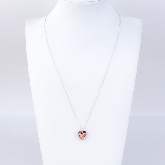 Vintage Silver Plated Grandma Heart Pendant Necklace with Cubic Zirconia 19.5" - Picture 1 of 5